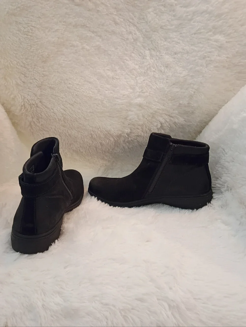 Clarks Black Leather Ankle Booties with Side Zip